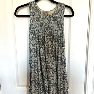 Loft White and Blue Patterned Shift Dress